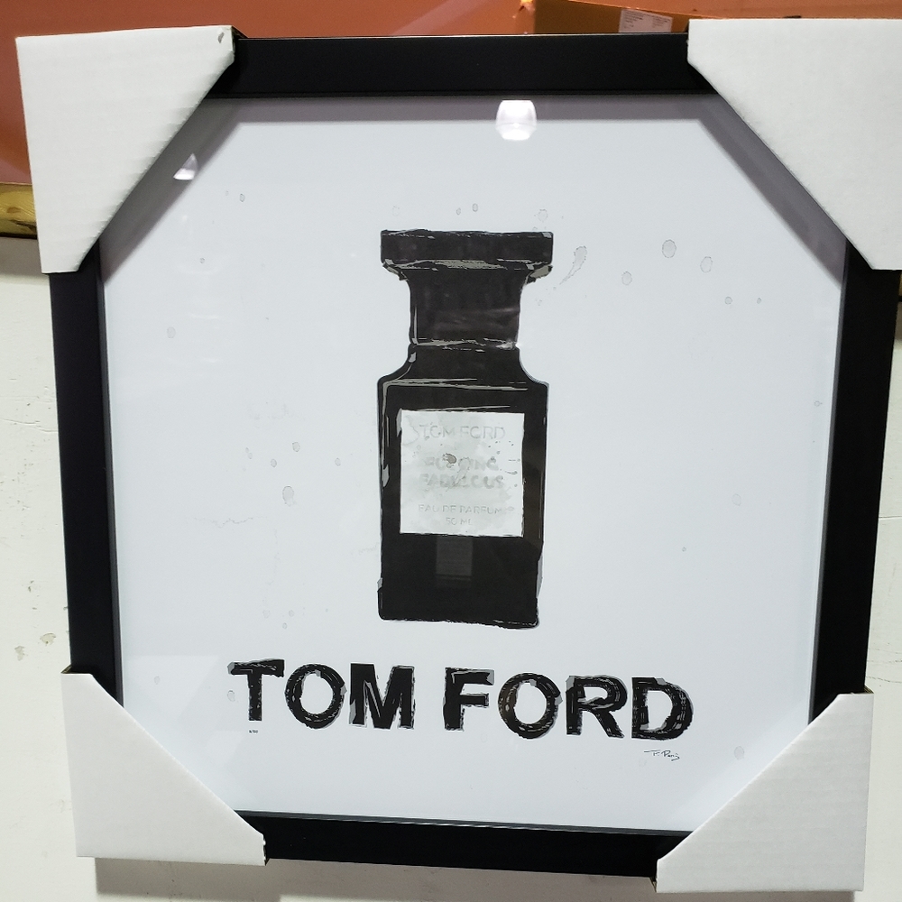 Tom Ford Black Framed Wall Art - Perfume Bottle Print